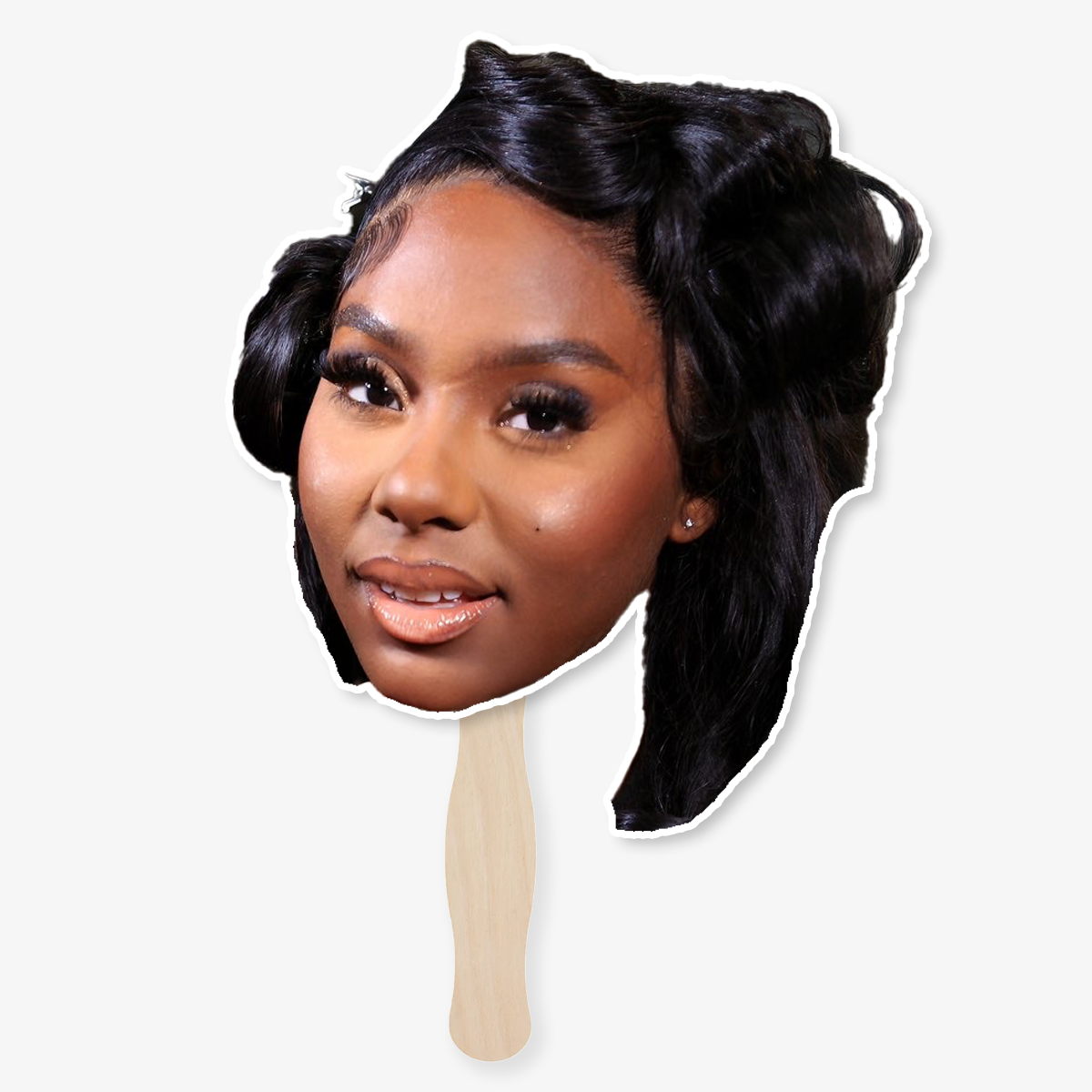 Personalised face fan made from a customer photo