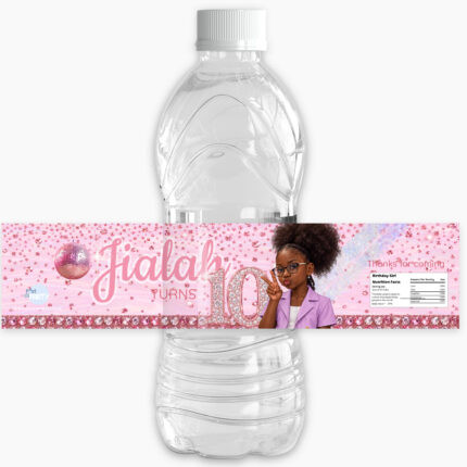 Bedazzled Birthday - personalised water bottle label