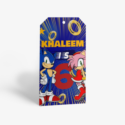 Sonic personalised tag with name and age